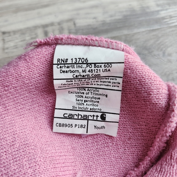 Carhartt Pink Knit Beanie Hat for Kids Winter Warm - Picture 3 of 3